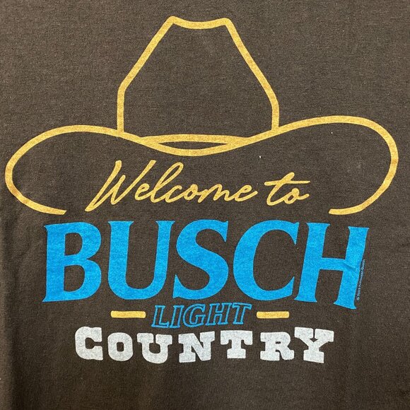 Welcome to Busch Light Country Cowboy Hat Tan T-Shirt Small - Picture 2 of 4
